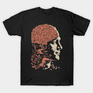Labyrinth of the Mind - Retro Philosophical Psychology Art T-Shirt
