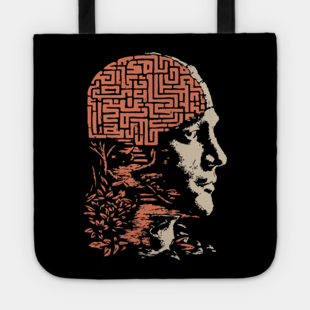 Labyrinth of the Mind - Retro Philosophical Psychology Art Tote by TuncGK