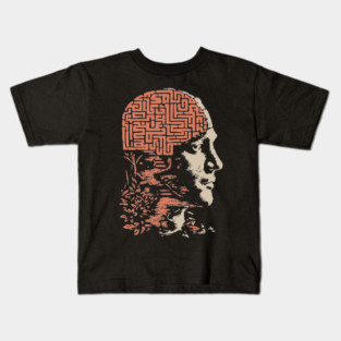 Labyrinth of the Mind - Retro Philosophical Psychology Art Kids T-Shirt