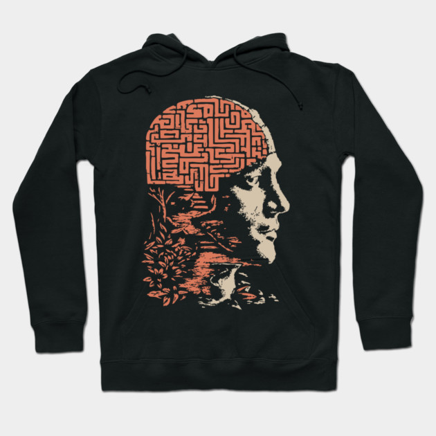 Labyrinth of the Mind - Retro Philosophical Psychology Art Hoodie by TuncGK