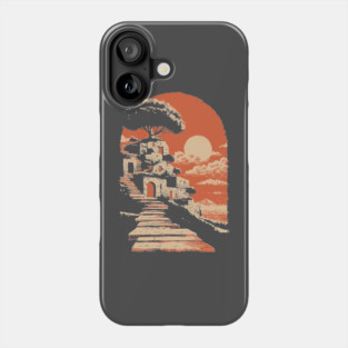 Mediterranean Village on the Coast - Vintage Greek Island Travel Art Phone Case