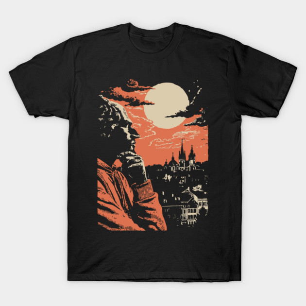 The Philosopher's Gaze Over the City - Vintage Art of Reflection T-Shirt by TuncGK