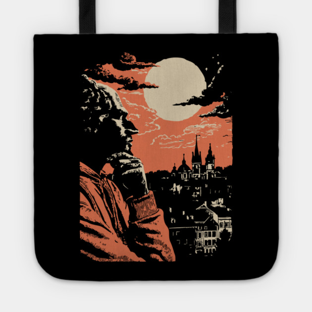 The Philosopher's Gaze Over the City - Vintage Art of Reflection Tote by TuncGK