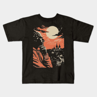 The Philosopher's Gaze Over the City - Vintage Art of Reflection Kids T-Shirt