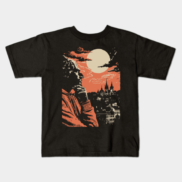 The Philosopher's Gaze Over the City - Vintage Art of Reflection Kids T-Shirt by TuncGK