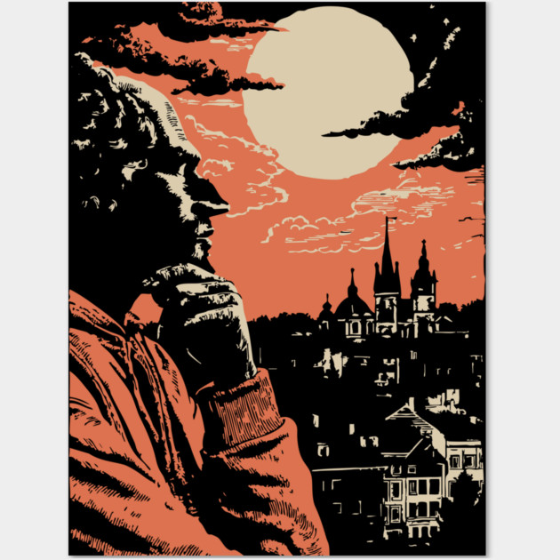 The Philosopher's Gaze Over the City - Vintage Art of Reflection Wall Art by TuncGK