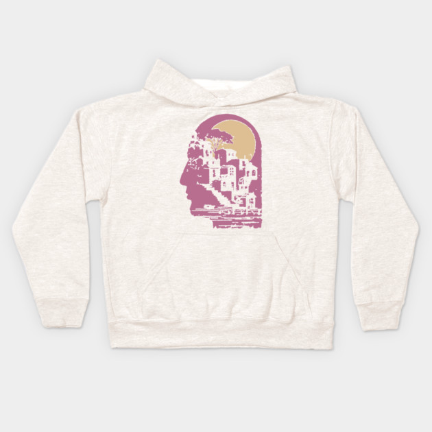 The Inner City Mindscape - Surreal Philosophical Illustration Kids Hoodie by TuncGK