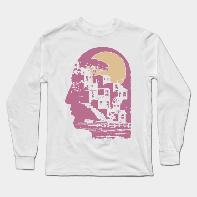 The Inner City Mindscape - Surreal Philosophical Illustration Long Sleeve T-Shirt by TuncGK
