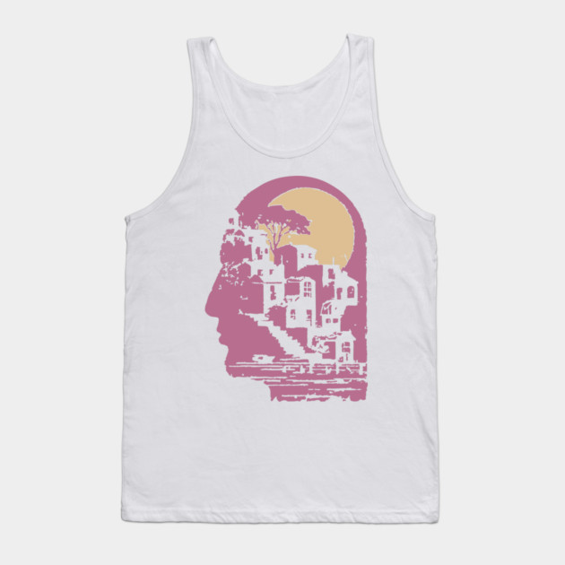 The Inner City Mindscape - Surreal Philosophical Illustration Tank Top by TuncGK