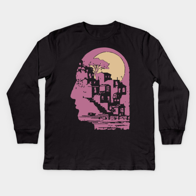 The Inner City Mindscape - Surreal Philosophical Illustration Kids Long Sleeve T-Shirt by TuncGK