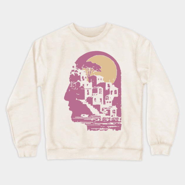 The Inner City Mindscape - Surreal Philosophical Illustration Crewneck Sweatshirt by TuncGK