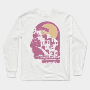 The Inner City Mindscape - Surreal Philosophical Illustration Long Sleeve T-Shirt
