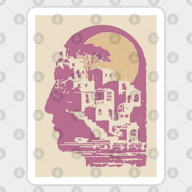 The Inner City Mindscape - Surreal Philosophical Illustration Sticker by TuncGK