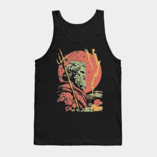 God of the Sea Poseidon - Retro Greek Mythology Art Tank Top