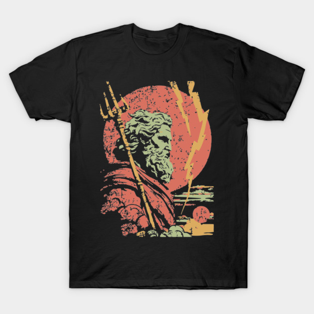 God of the Sea Poseidon - Retro Greek Mythology Art T-Shirt by TuncGK
