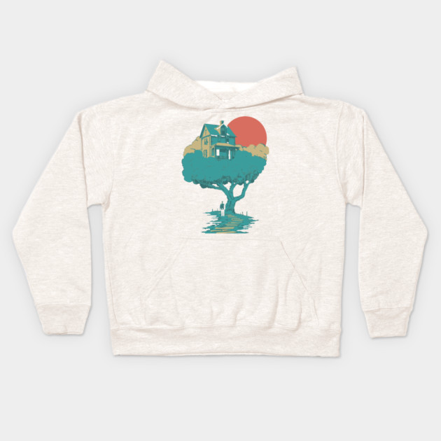 Floating Dream House Tree - Surreal and Whimsical Landscape Kids Hoodie by TuncGK