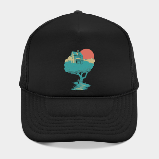 Floating Dream House Tree - Surreal and Whimsical Landscape by TuncGK