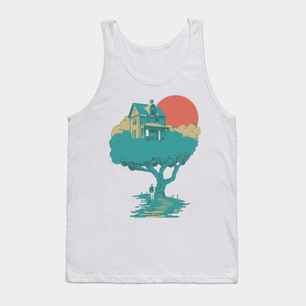 Floating Dream House Tree - Surreal and Whimsical Landscape Tank Top by TuncGK