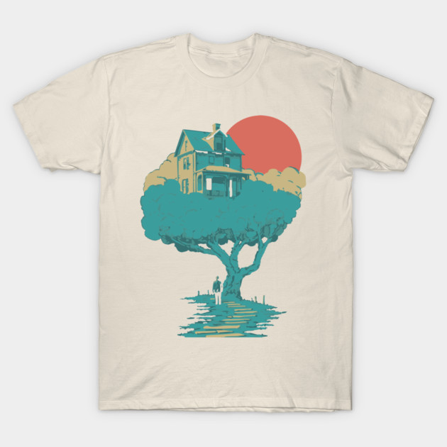 Floating Dream House Tree - Surreal and Whimsical Landscape T-Shirt by TuncGK