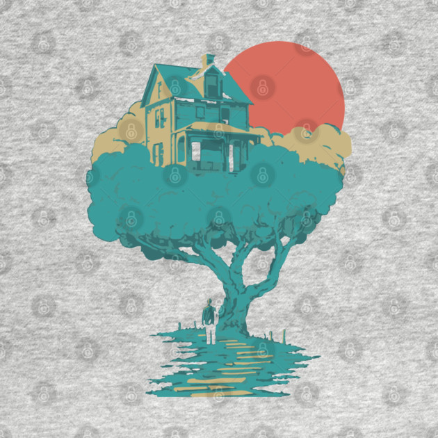 Floating Dream House Tree - Surreal and Whimsical Landscape by TuncGK