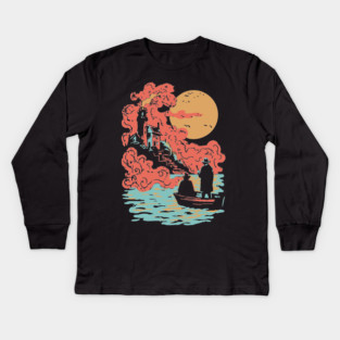 Journey to the Lighthouse - Vintage Nautical Adventure Art Kids Long Sleeve T-Shirt