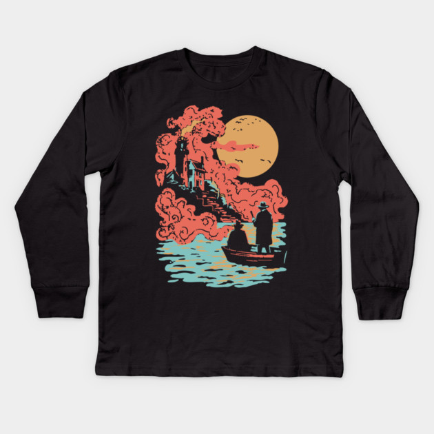Journey to the Lighthouse - Vintage Nautical Adventure Art Kids Long Sleeve T-Shirt by TuncGK