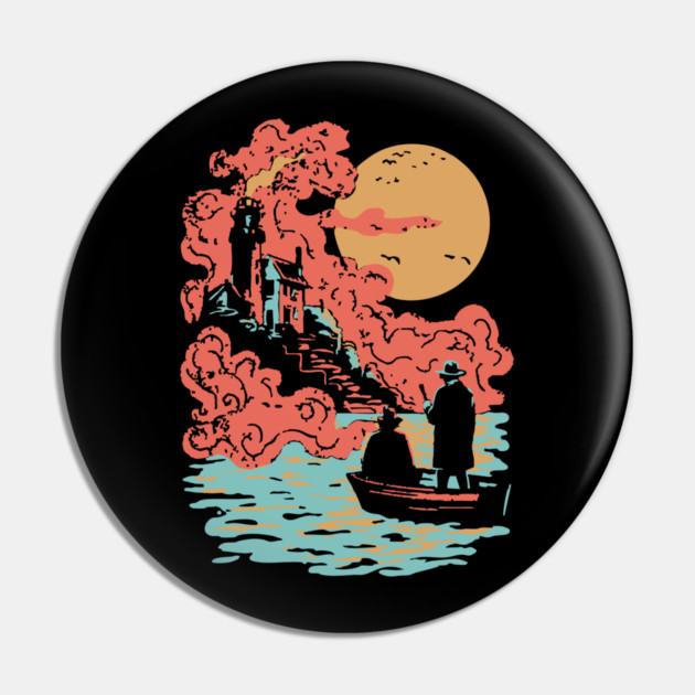 Journey to the Lighthouse - Vintage Nautical Adventure Art Pin by TuncGK