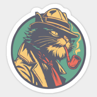 Feline Noir Detective - Vintage Private Eye Cat Illustration Magnet