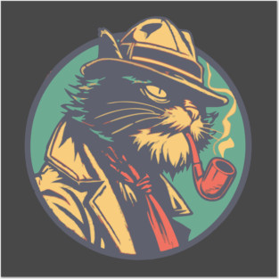 Feline Noir Detective - Vintage Private Eye Cat Illustration Posters and Art