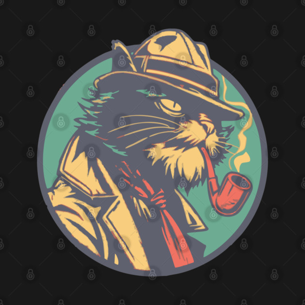 Feline Noir Detective - Vintage Private Eye Cat Illustration by TuncGK