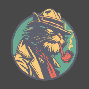 Feline Noir Detective - Vintage Private Eye Cat Illustration T-Shirt