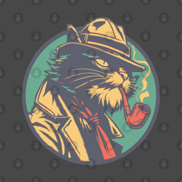 Feline Noir Detective - Vintage Private Eye Cat Illustration by TuncGK