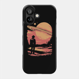 Cosmic Explorer Before Saturn - 70s Retro Sci-Fi Art Phone Case
