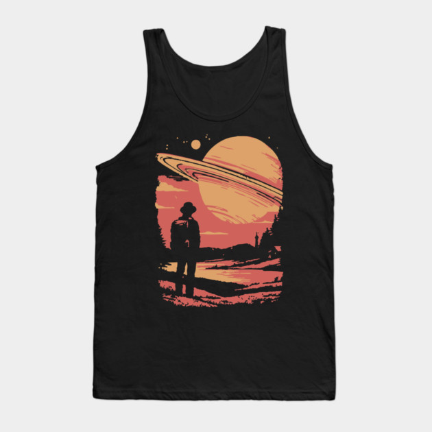 Cosmic Explorer Before Saturn - 70s Retro Sci-Fi Art Tank Top by TuncGK