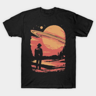 Cosmic Explorer Before Saturn - 70s Retro Sci-Fi Art T-Shirt