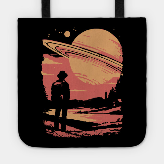 Cosmic Explorer Before Saturn - 70s Retro Sci-Fi Art Tote by TuncGK