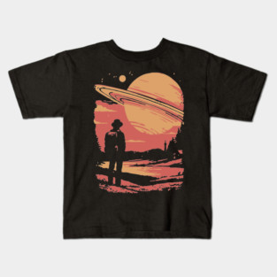 Cosmic Explorer Before Saturn - 70s Retro Sci-Fi Art Kids T-Shirt