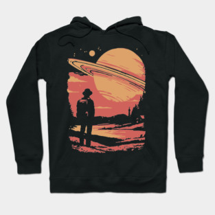 Cosmic Explorer Before Saturn - 70s Retro Sci-Fi Art Hoodie