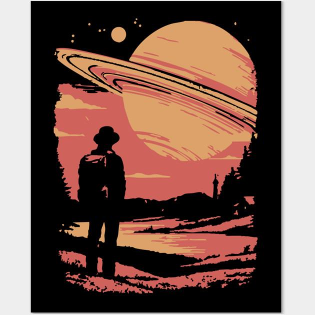 Cosmic Explorer Before Saturn - 70s Retro Sci-Fi Art Wall Art by TuncGK