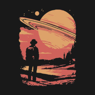 Cosmic Explorer Before Saturn - 70s Retro Sci-Fi Art T-Shirt