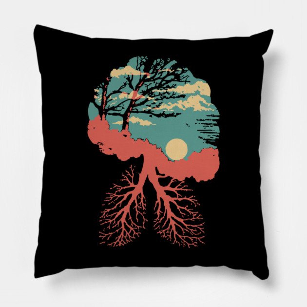 Lungs of the Earth - Surreal Environmental Nature Art Pillow by TuncGK