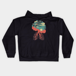 Lungs of the Earth - Surreal Environmental Nature Art Kids Hoodie