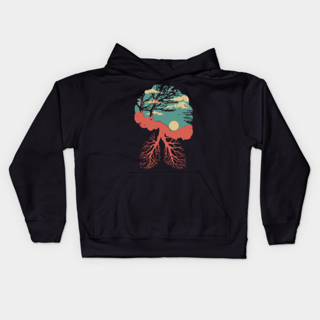 Lungs of the Earth - Surreal Environmental Nature Art Kids Hoodie by TuncGK