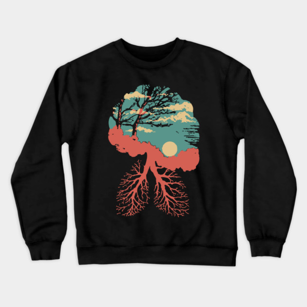 Lungs of the Earth - Surreal Environmental Nature Art Crewneck Sweatshirt by TuncGK