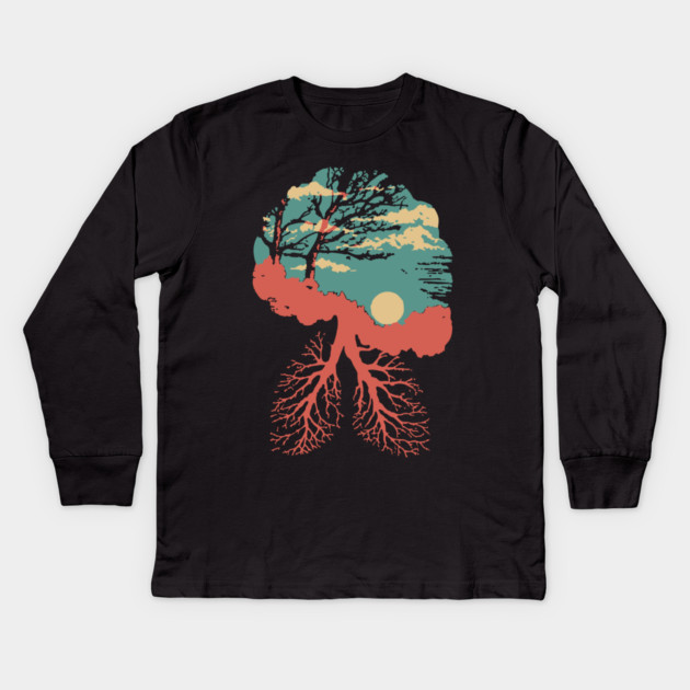 Lungs of the Earth - Surreal Environmental Nature Art Kids Long Sleeve T-Shirt by TuncGK