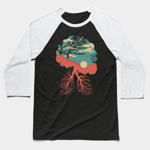 Lungs of the Earth - Surreal Environmental Nature Art Baseball T-Shirt by TuncGK