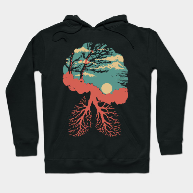 Lungs of the Earth - Surreal Environmental Nature Art Hoodie by TuncGK