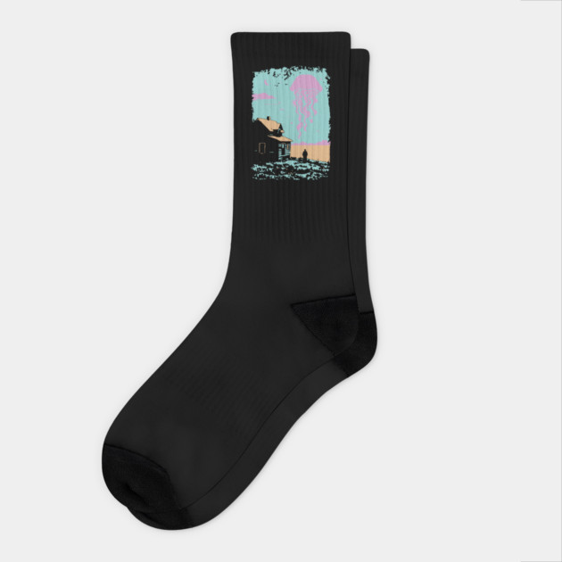 The Celestial Jellyfish Visitor - Surreal Coastal Dreamscape Socks by TuncGK
