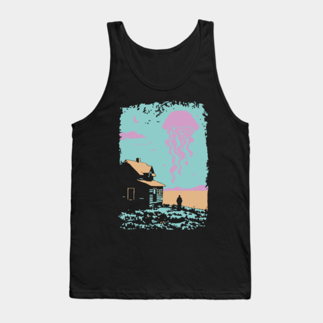 The Celestial Jellyfish Visitor - Surreal Coastal Dreamscape Tank Top by TuncGK