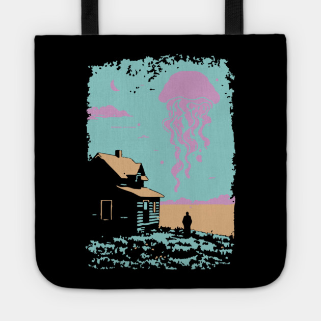 The Celestial Jellyfish Visitor - Surreal Coastal Dreamscape Tote by TuncGK